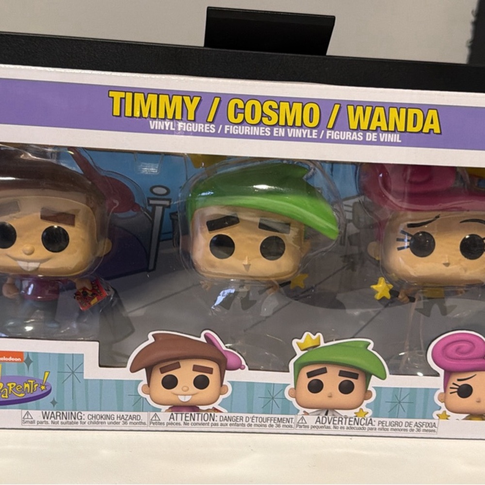 Funko Timmy, Cosmo, and Wanda Vinyl Figures - Green, Pink, Brown